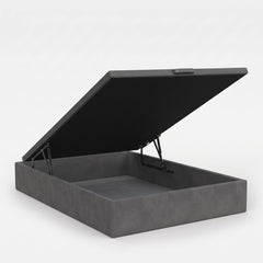 CANAPÉ ABATIBLE TAPIZADO TELA GRIS GRAN CAPACIDAD CON TAPA CONTORNO A JUEGO MAXIBOX