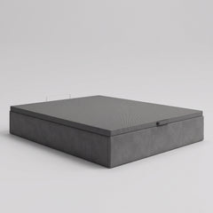 CANAPÉ ABATIBLE TAPIZADO TELA GRIS GRAN CAPACIDAD CON TAPA CONTORNO A JUEGO MAXIBOX