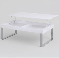 MESA DE CENTRO ELEVABLE BLANCO BRILLO ZOA