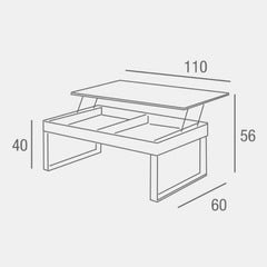 MESA DE CENTRO ELEVABLE ZOA BLANCO BRILLO