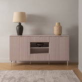 APARADOR RECTANGULAR 163x40 cm EN CASHMERE CON PATAS METALICAS CAPRI