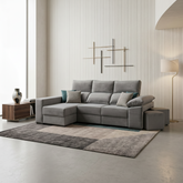 SOFA CHAISE LONGUE 3 PLAZAS TELA ALBANY ACUALINE ALBORAIA
