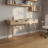 ESCRITORIO EN MDF ROBLE CON CAJONES 110x50 Cm YAN