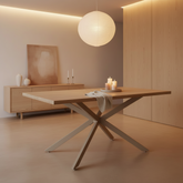 MESA DE COMEDOR RECTANGULAR 160x90 cm EN HAYA Y ACERO EMMET