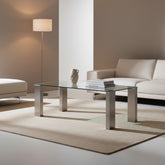 MESA DE CENTRO RECTANGULAR VIDRIO Y ACERO CORINA