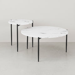SET 2 MESAS DE CENTRO EN MDF MARMOL TURIN (Ø80 Cm - Ø50 Cm)