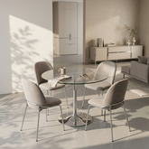 MESA DE COMEDOR REDONDA EN VIDRIO Y METAL RUNA (Ø90 Cm)