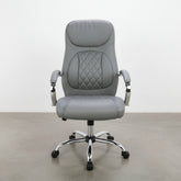 SILLA OFICINA ERGONOMICA EN PIEL SINTETICA GRIS CON REPOSACABEZAS INTEGRADO ANGELA