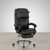 SILLA OFICINA RECLINABLE CON REPOSAPIES EXTRAIBLE TAPIZADA POLIPIEL NEGRA SAMANTA