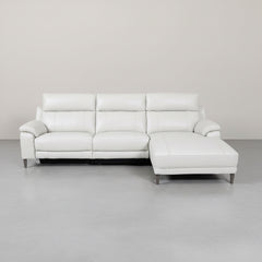 SOFA CHAISE LONGUE CON RELAX 3 PLAZAS EN PIEL GRIS SARA