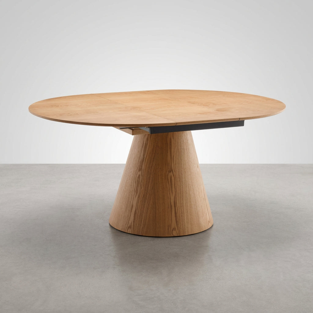 MESA DE COMEDOR EXTENSIBLE REDONDA EN ROBLE ELENA (Ø120 - Ø160 Cm)