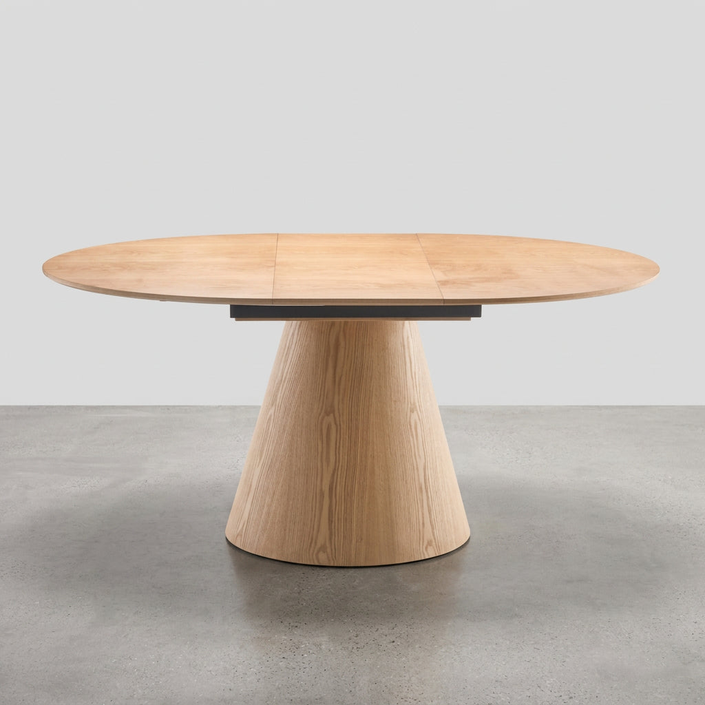 MESA DE COMEDOR EXTENSIBLE REDONDA EN ROBLE ELENA (Ø120 - Ø160 Cm)
