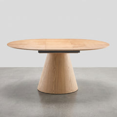 MESA DE COMEDOR EXTENSIBLE REDONDA EN ROBLE ELENA (Ø120 - Ø160 Cm)