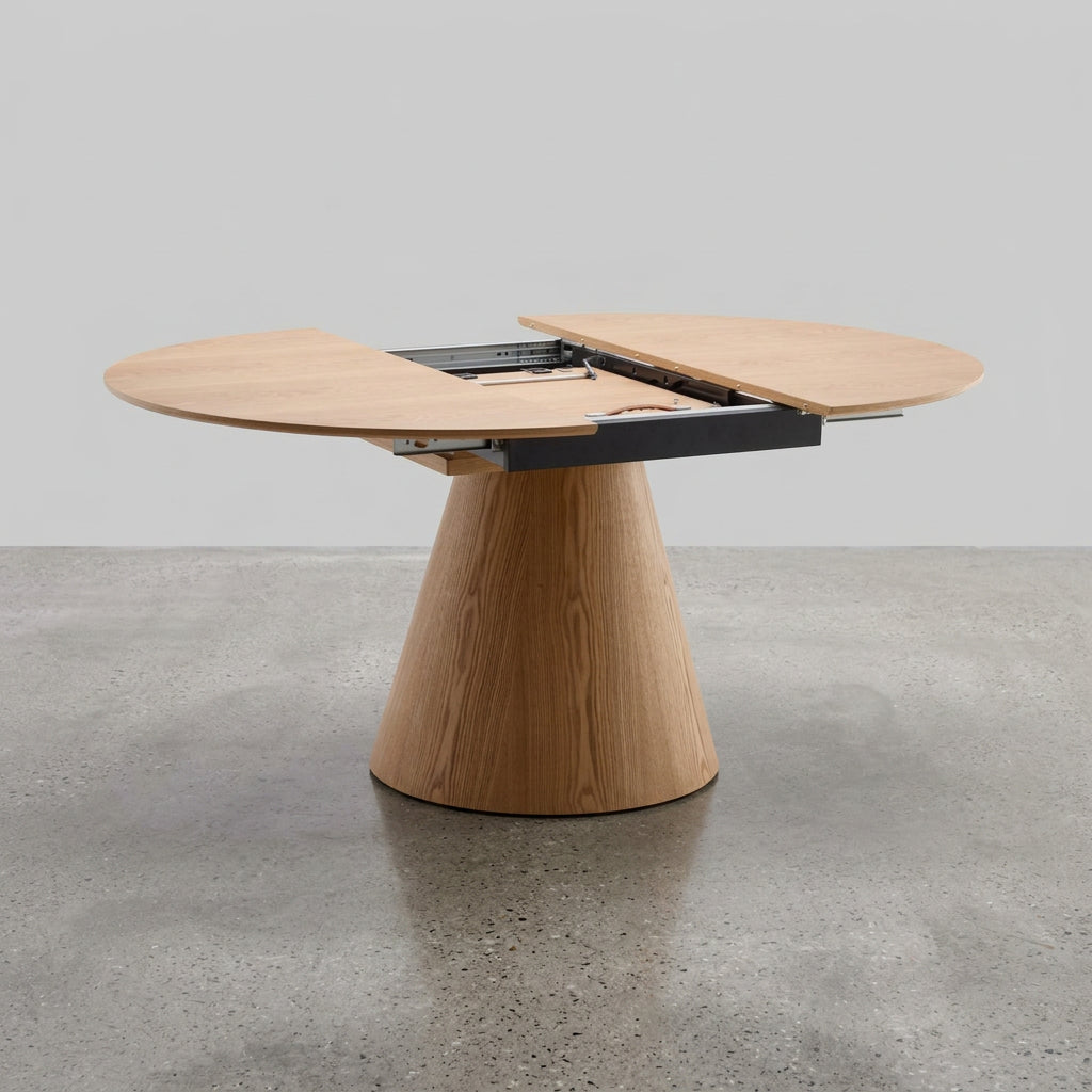 MESA DE COMEDOR EXTENSIBLE REDONDA EN ROBLE ELENA (Ø120 - Ø160 Cm)