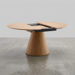 MESA DE COMEDOR EXTENSIBLE REDONDA EN ROBLE ELENA (Ø120 - Ø160 Cm)