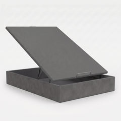 CANAPÉ ABATIBLE TAPIZADO TELA GRIS GRAN CAPACIDAD CON TAPA CONTORNO A JUEGO MAXIBOX