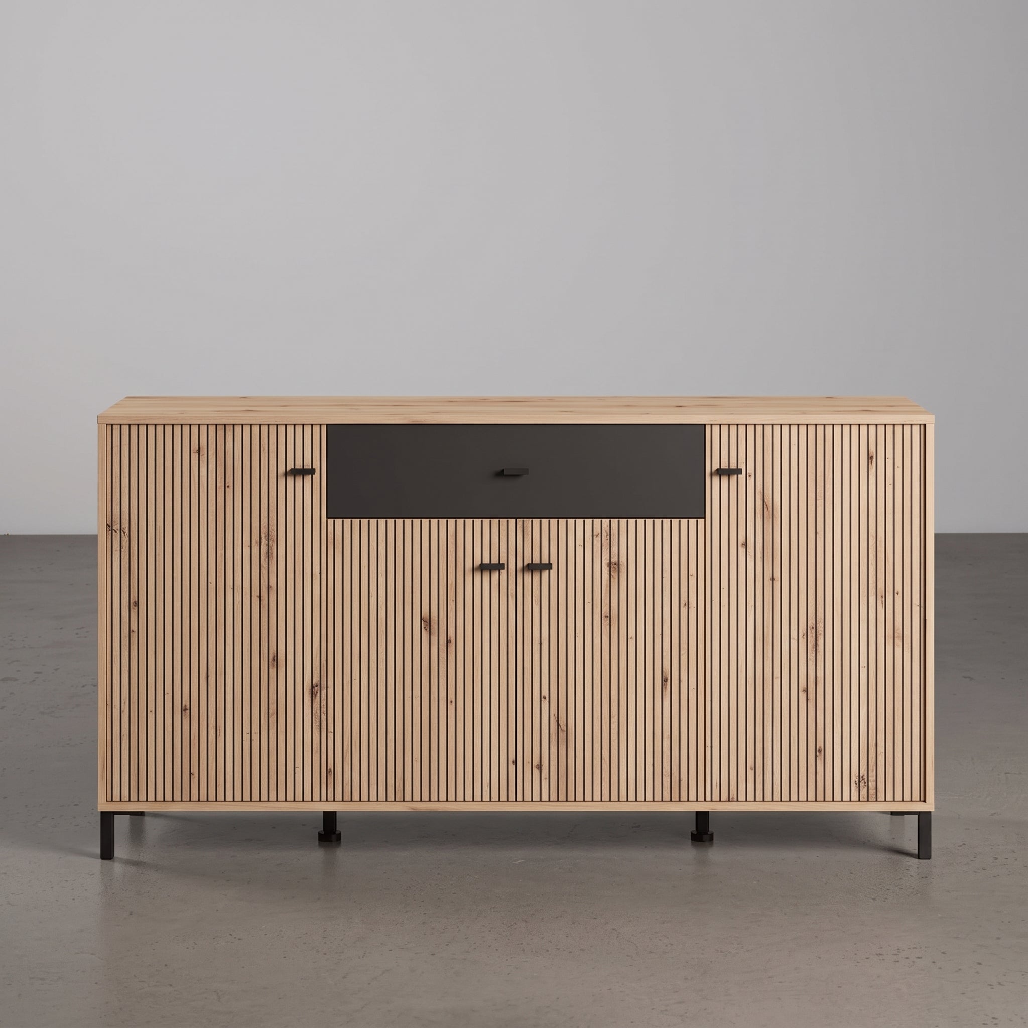 APARADOR RECTANGULAR 170x40 cm EN ROBLE ARTISAN CON CAJON ANTRACITA GRAN AVIGNON
