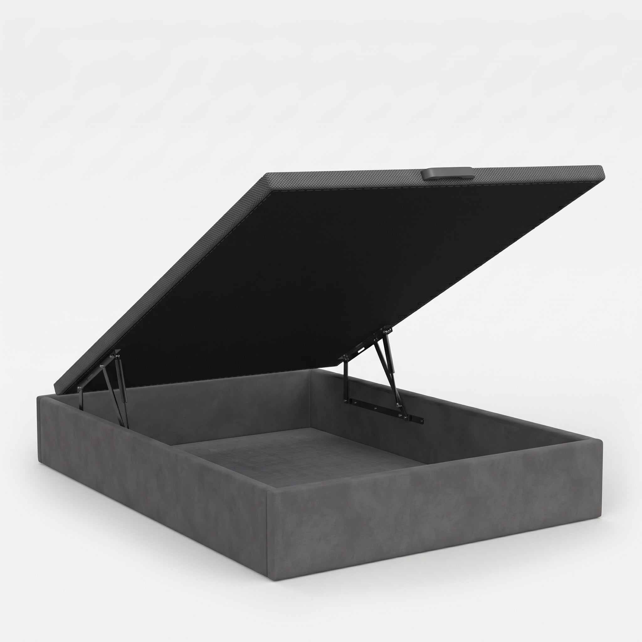 CANAPÉ ABATIBLE TAPIZADO TELA GRIS GRAN CAPACIDAD CON TAPA CONTORNO A JUEGO MAXIBOX