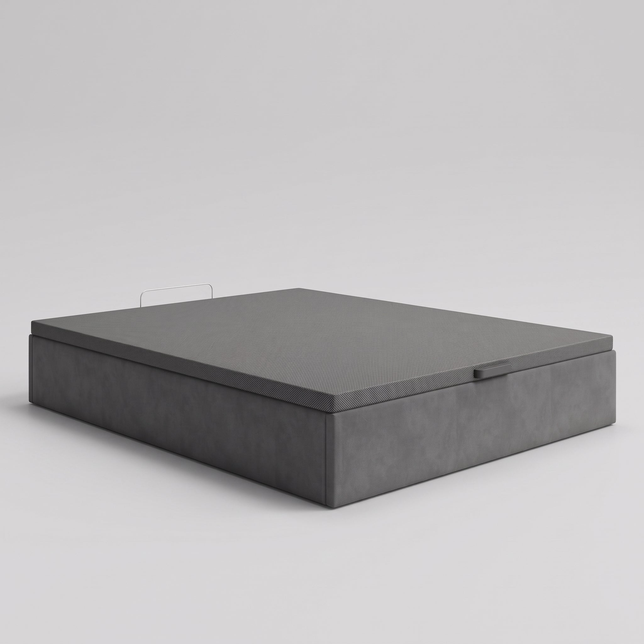CANAPÉ ABATIBLE TAPIZADO TELA GRIS GRAN CAPACIDAD CON TAPA CONTORNO A JUEGO MAXIBOX
