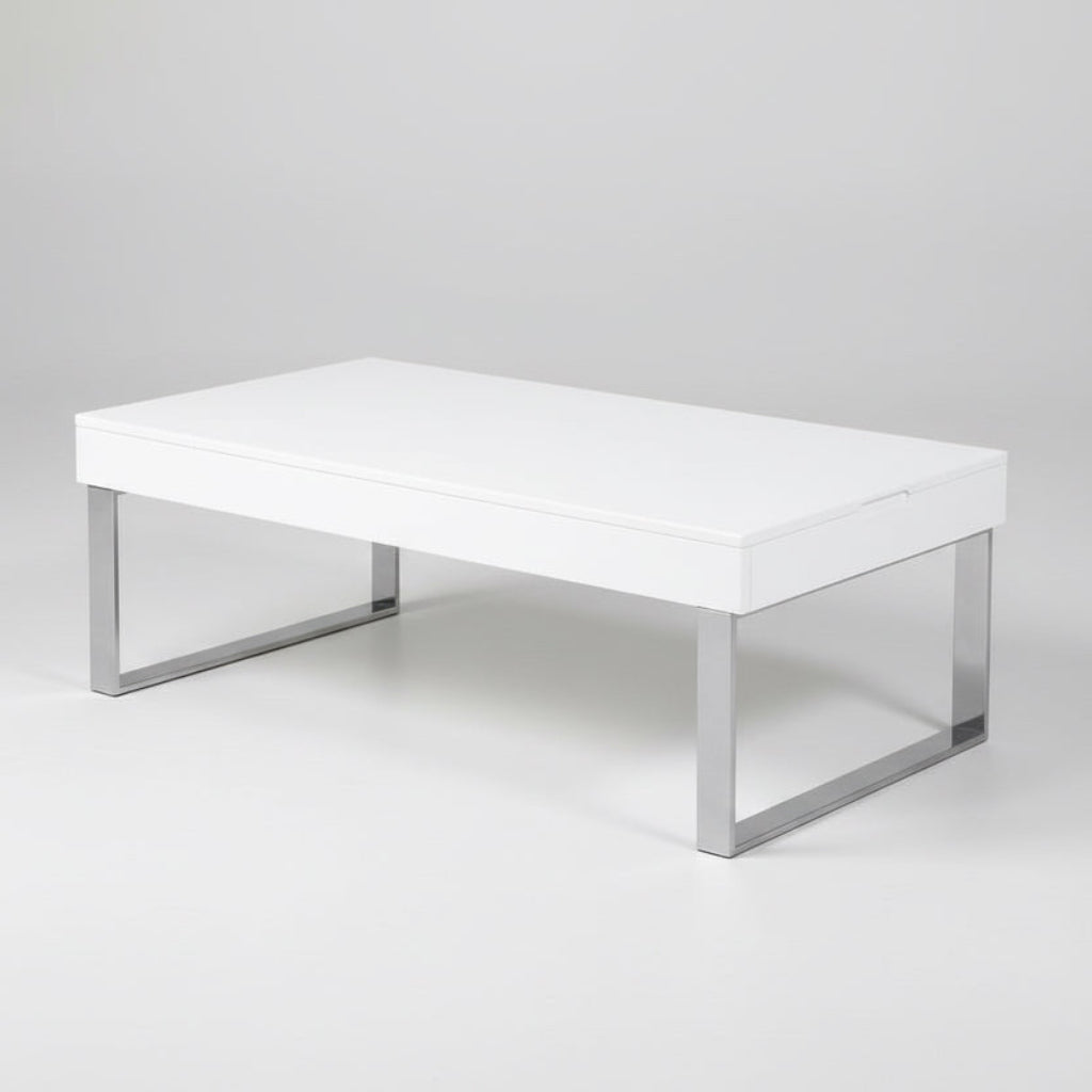 MESA DE CENTRO ELEVABLE BLANCO BRILLO ZOA