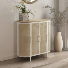 APARADOR OVALADO 80x40cm EN METAL CON PUERTAS REJILLA SAYA