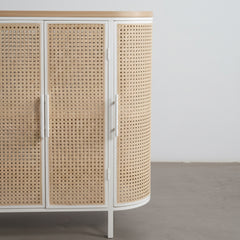 APARADOR OVALADO 80x40cm EN METAL CON PUERTAS REJILLA SAYA
