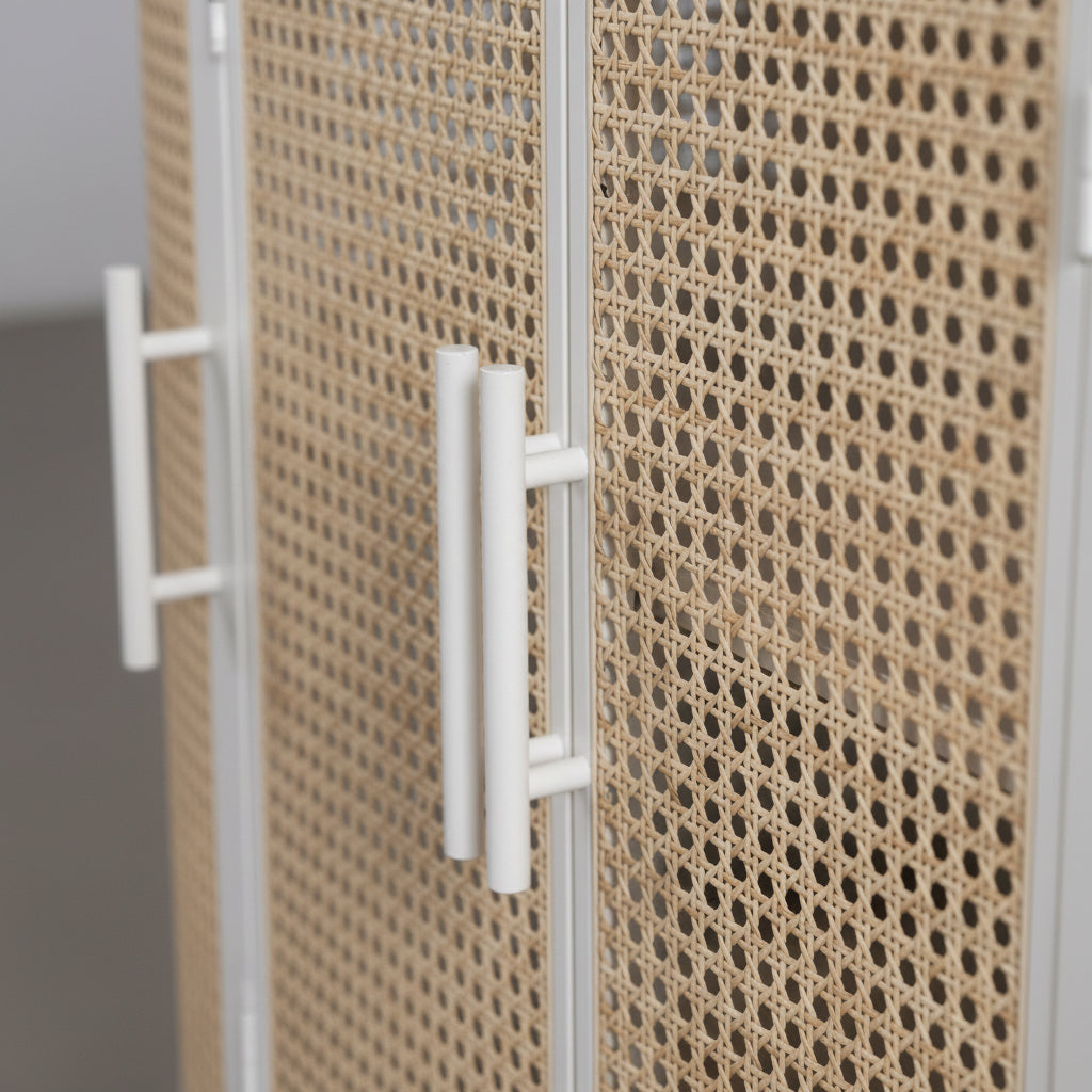 APARADOR OVALADO 80x40cm EN METAL CON PUERTAS REJILLA SAYA