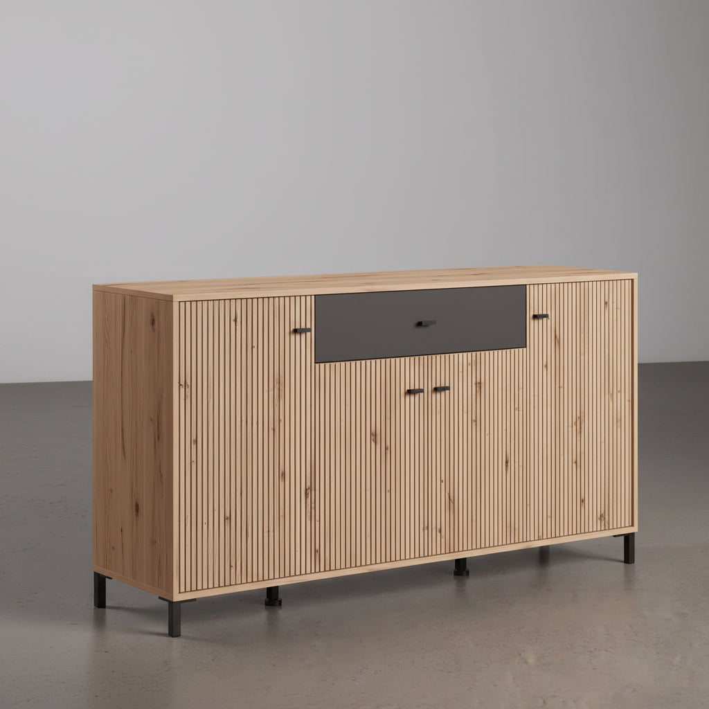 APARADOR RECTANGULAR 170x40 cm EN ROBLE ARTISAN CON CAJON ANTRACITA GRAN AVIGNON