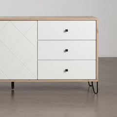 APARADOR RECTANGULAR 183x40cm EN ROBLE ARTISAN Y BLANCO SUECIA