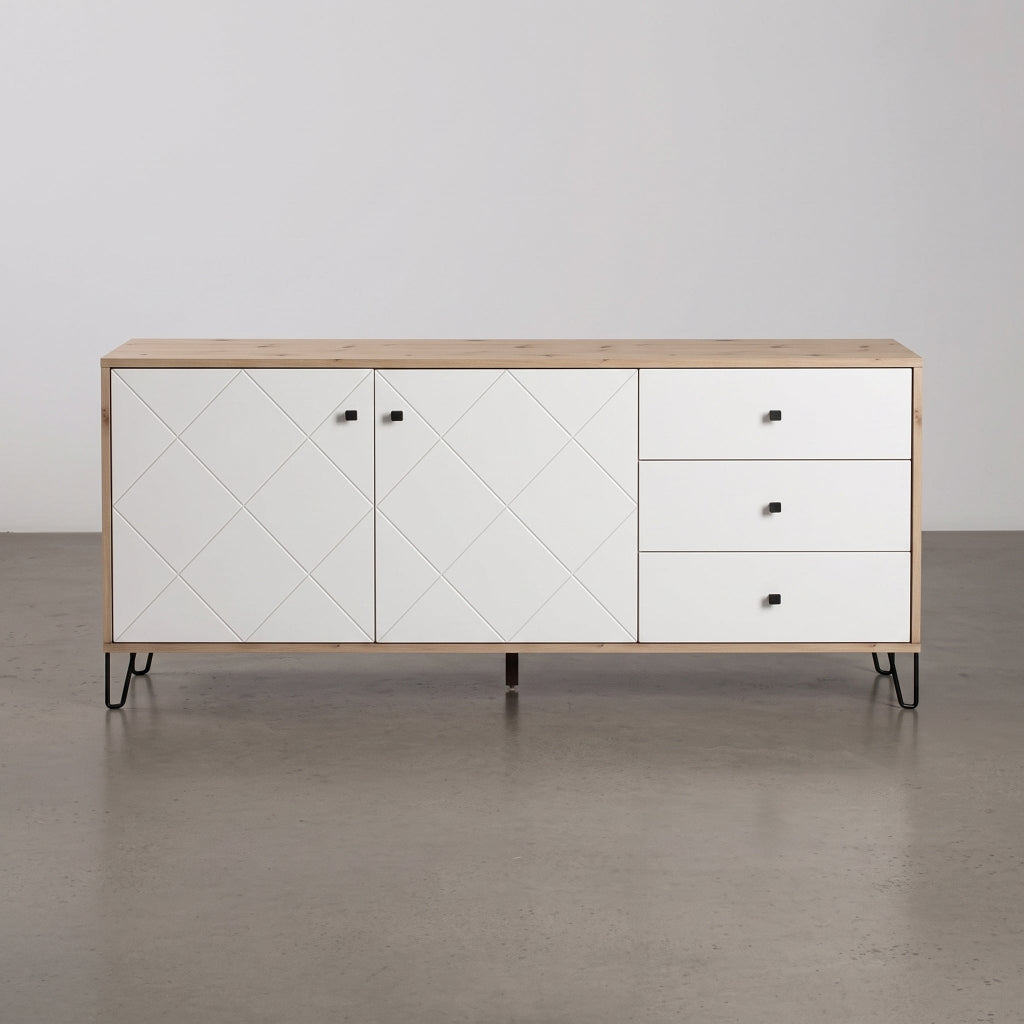 APARADOR RECTANGULAR 183x40cm EN ROBLE ARTISAN Y BLANCO SUECIA