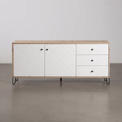 APARADOR RECTANGULAR 183x40cm EN ROBLE ARTISAN Y BLANCO SUECIA