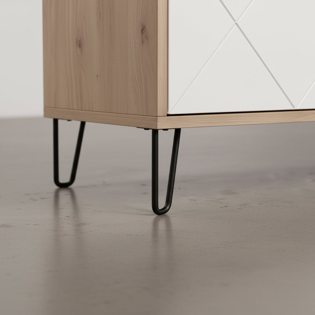 APARADOR RECTANGULAR 183x40cm EN ROBLE ARTISAN Y BLANCO SUECIA