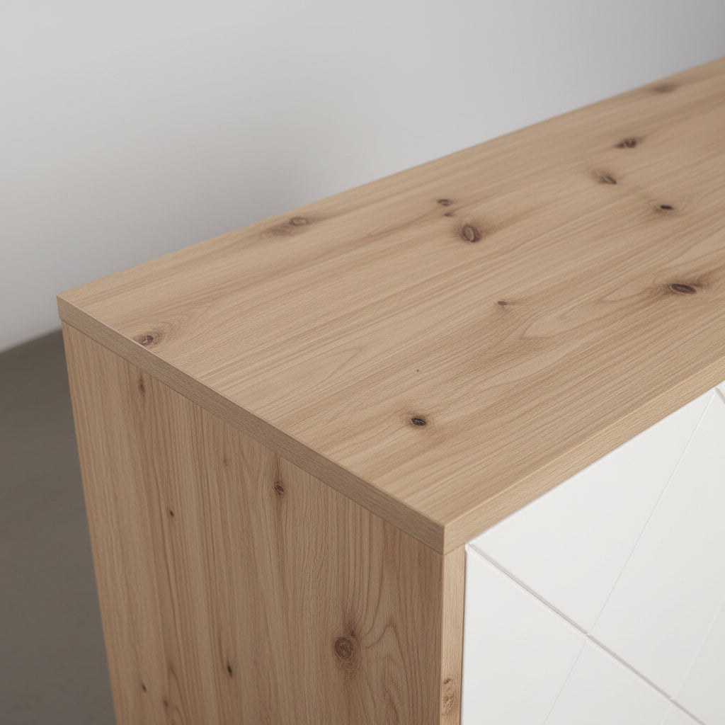 APARADOR RECTANGULAR 183x40cm EN ROBLE ARTISAN Y BLANCO SUECIA