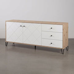 APARADOR RECTANGULAR 183x40cm EN ROBLE ARTISAN Y BLANCO SUECIA