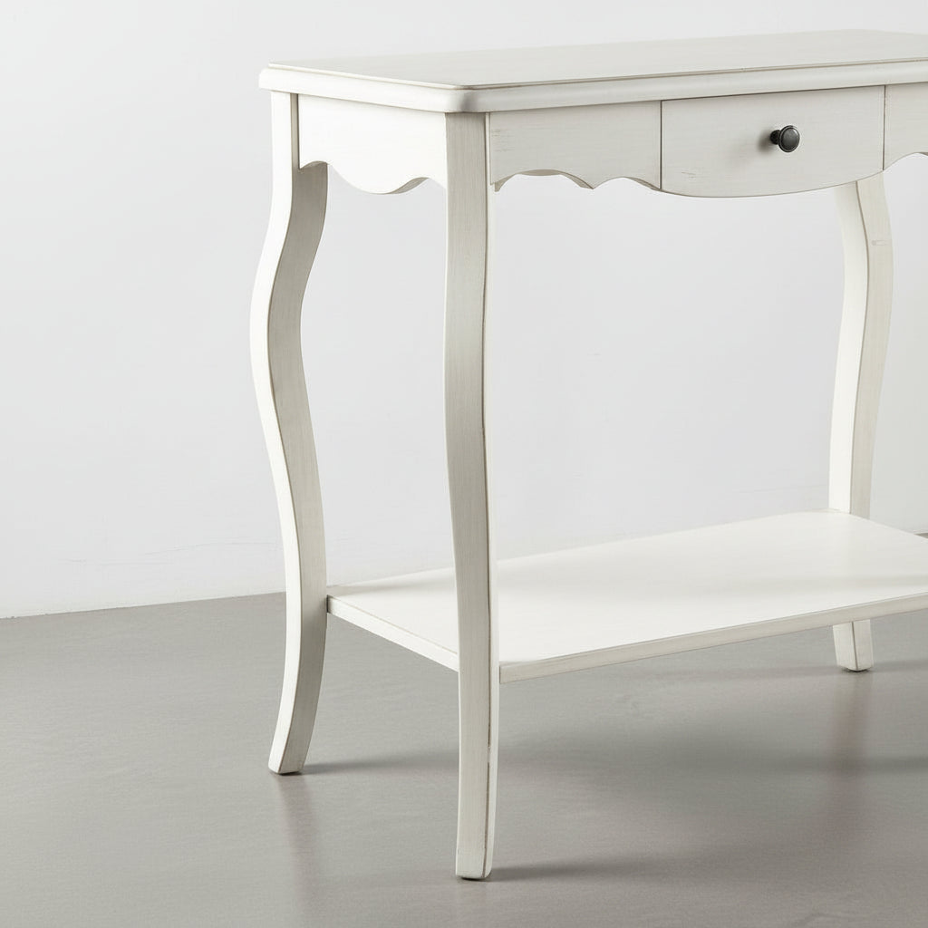 CONSOLA RECIBIDOR 79x38 Cm EN MADERA DE ABETO BLANCO DECAPE JANA