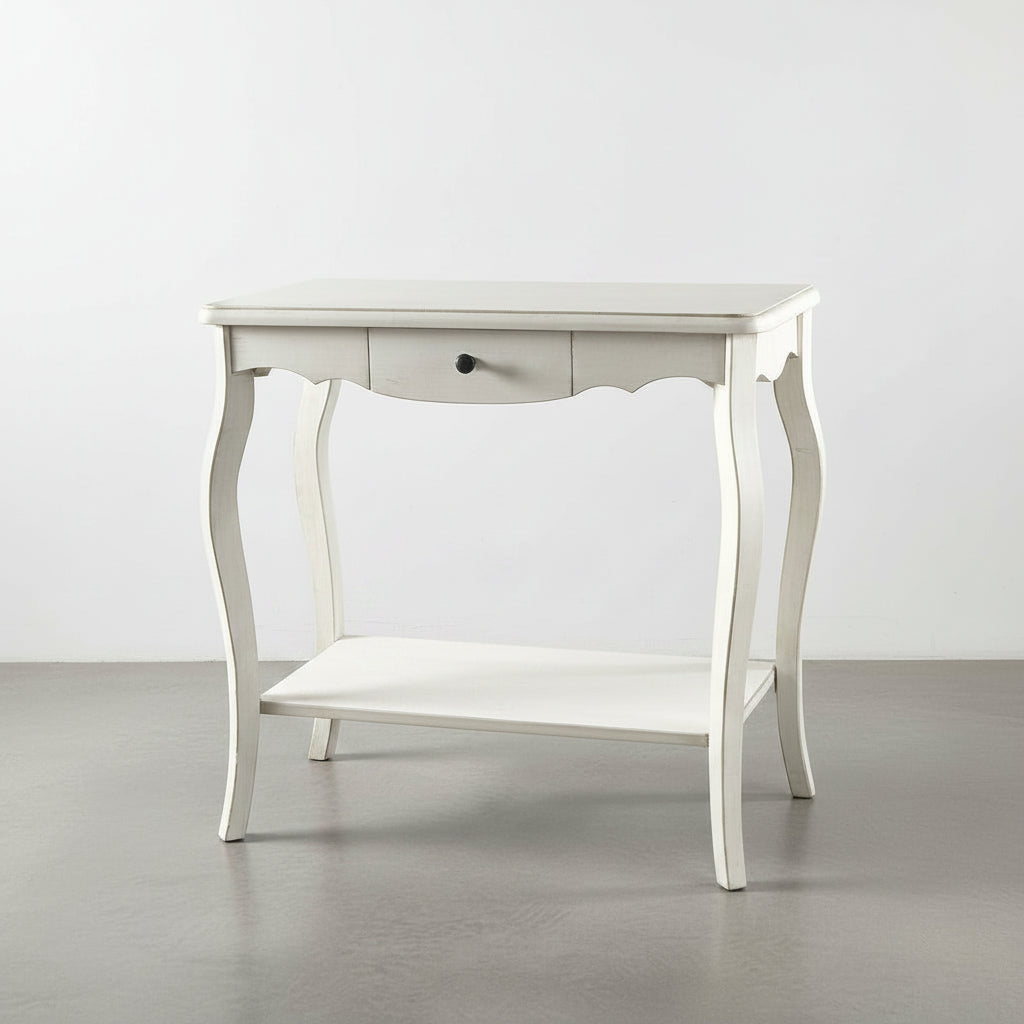 CONSOLA RECIBIDOR 79x38 Cm EN MADERA DE ABETO BLANCO DECAPE JANA