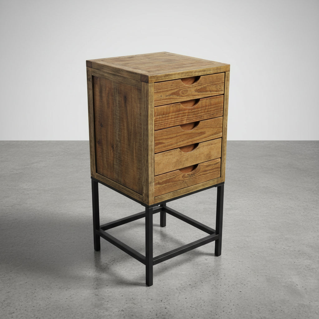 CAJONERA CUADRADA 78x36 Cm EN MADERA DE ABETO CON CAJONES INDIGO