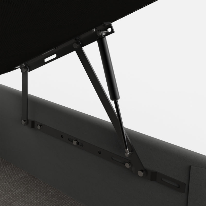 CANAPÉ ABATIBLE TAPIZADO TELA GRIS GRAN CAPACIDAD CON TAPA CONTORNO A JUEGO MAXIBOX