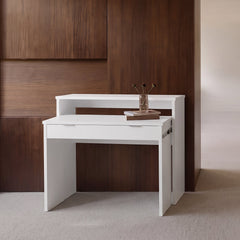 CONSOLA CON  ESCRITORIO EXTRAIBLE EN MDF ROBLE O BLANCO CON CAJON 86x90 Cm YANINA