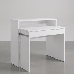 CONSOLA CON  ESCRITORIO EXTRAIBLE EN MDF ROBLE O BLANCO CON CAJON 86x90 Cm YANINA