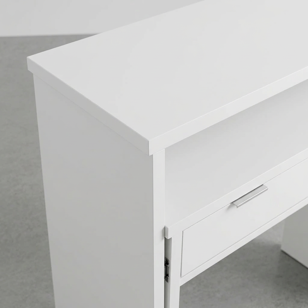 CONSOLA CON  ESCRITORIO EXTRAIBLE EN MDF ROBLE O BLANCO CON CAJON 86x90 Cm YANINA
