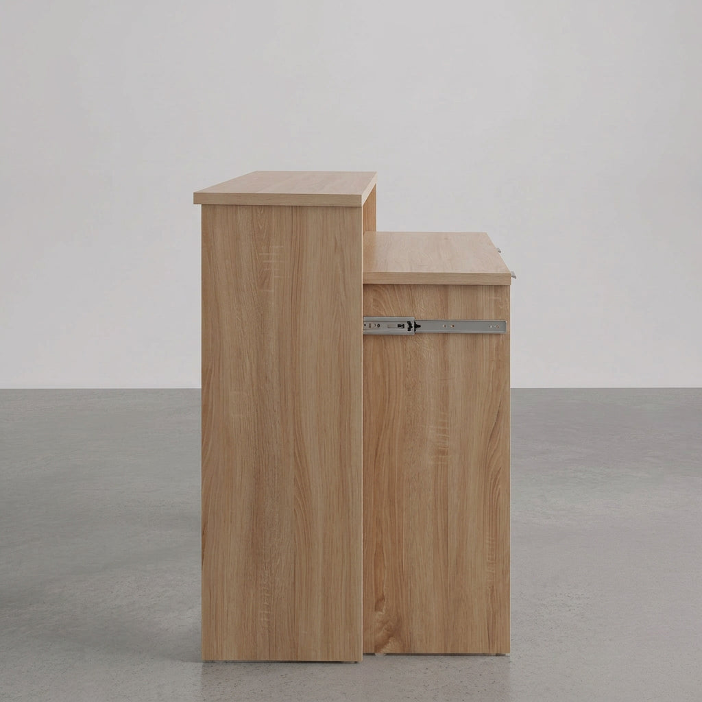 CONSOLA CON  ESCRITORIO EXTRAIBLE EN MDF ROBLE O BLANCO CON CAJON 86x90 Cm YANINA