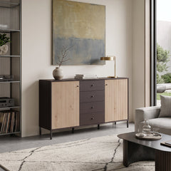 APARADOR RECTANGULAR 157x40 cm EN ROBLE ARTISAN Y WENGUE AQUITANIA