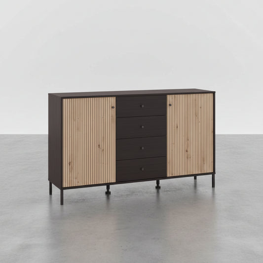 APARADOR RECTANGULAR 157x40 cm EN ROBLE ARTISAN Y WENGUE AQUITANIA