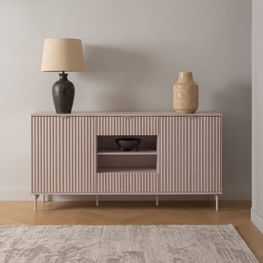 APARADOR RECTANGULAR 163x40 cm EN CASHMERE CON PATAS METALICAS CAPRI