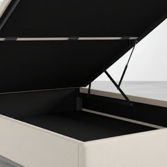 CAMA CON CANAPE ABATIBLE TAPIZADA EN TELA BEIGE NASIRA
