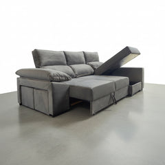 SOFÁ CHAISE LONGUE 3 LUGARES TECIDO ALBANY ACUALINE ALBORAIA