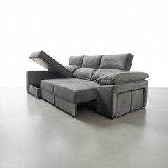 SOFA CHAISE LONGUE 3 PLAZAS TELA ALBANY ACUALINE ALBORAIA