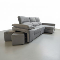SOFÁ CHAISE LONGUE 3 LUGARES TECIDO ALBANY ACUALINE ALBORAIA
