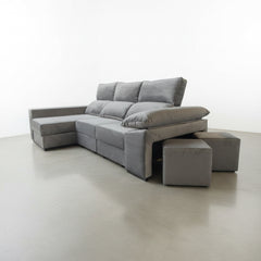 SOFÁ CHAISE LONGUE 3 LUGARES TECIDO ALBANY ACUALINE ALBORAIA